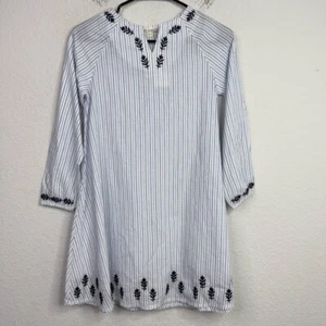 Hope Henry Dress Girls 10-12 Striped Organic Embroidered A-line Coastal Boho - Picture 1 of 9