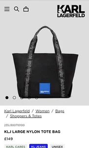 Karl lagerfeld Large Nylon Tote Bag Black Brand new - Picture 1 of 6