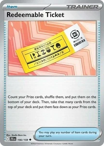 Redeemable Ticket - 156/159 - Uncommon - Near Mint - Picture 1 of 1