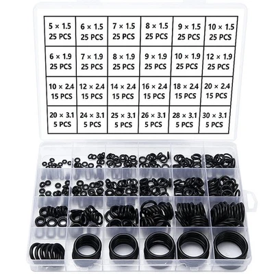 YIXISI 420 Pezzi 24 Misure Neri O-ring Assortimento Kit, Nitrilica O-ring Gomma - Immagine 1 di 4