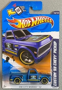 2012 Hot Wheels #140 HW City Works 10/10 CUSTOM '69 CHEVY PICKUP Blue w/MC5 Sp - Picture 1 of 8