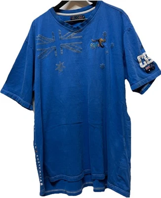 COOGI Men's Y2K Streetwear Blue T-shirt 4X Embroidered Kangaroo Flag Stars Logos - Image 1 of 4