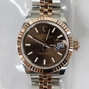 2025 New Rolex 279171 28mm 18K Rose Gold Steel Chocolate Dial Lady's Watch - Picture 1 of 12