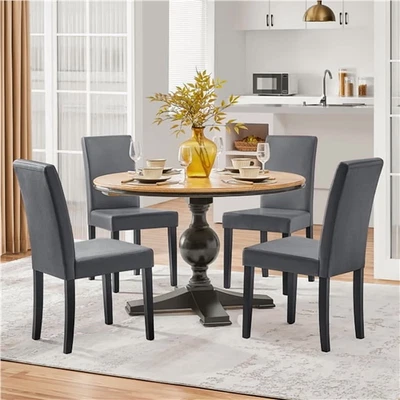 4Pcs Dining Room Chairs High Back Padded Kitchen Chairs, Gray - Image 1 of 4