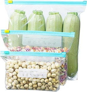 45 Pezzi Alimenti Senza BPA Sacchetti Congelatore,Sacchetti Congelatore Zip Gran - Foto 1 di 12