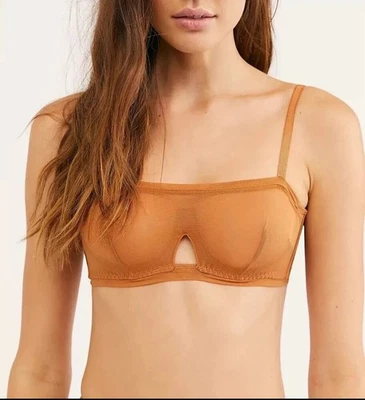 NWT We Are HAH Free People Wired Adjustable Bra 30-38D Brown Sugar Sheer - Image 1 of 2
