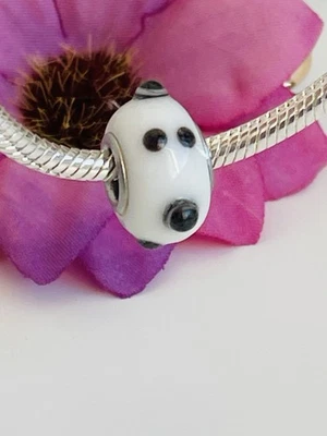 Charm Morellato In Vetro Di Murano Bianco E Viola A Pallini Linea Drop - Immagine 1 di 4