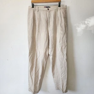 Pantalone uomo Chaps Ralph Lauren misto lino cotone beige 38 x 32" - Foto 1 di 5