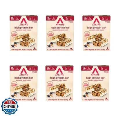 Atkins mirtilo grego iogurte barra de alta proteína, alta fibra, 15g proteína, 3g P - Imagem 1 de 4