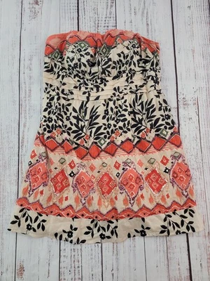 American Rag Cie кремовый коралл ацтеков цветочный богемное мини-платье без бретелек 1 X плюс - Изображение 1 из 4