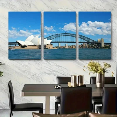 3pcs Sydney Opera House , Sydney Harbour Bridge Wall Art Canvas  Unframed/Framed - Image 1 of 4