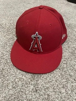 LA Angels New Era MLB Authentic On-Field Size 7 5/8 59FIFTY Fitted Hat Cap-Red - Image 1 of 2
