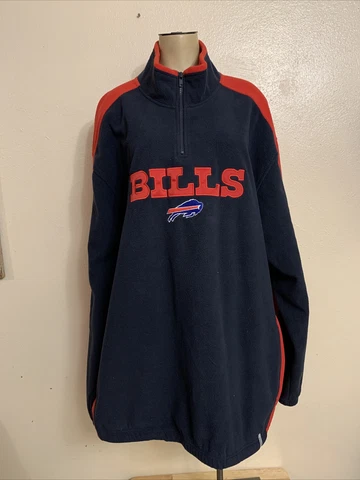 Reebok Size 2XL XXL NFL  Buffalo Bill 1/4 Zip Fleece Pullover Red Blue Cover