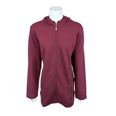 Denim & Co. Chaqueta Active Regular Polar Trasera Jersey Cremallera Frontal Vino Talla Grande Foto 1 de 2