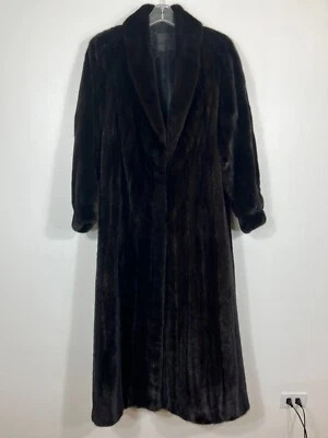 Abrigo clásico de piel de visón negro para mujer mediano 53" de largo MARSHALL FIELD'S Foto 1 de 4