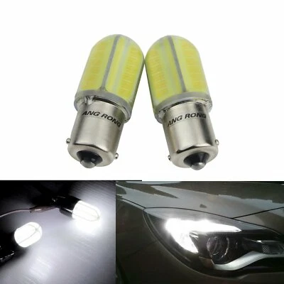 2x Ampoules LED 1156 BA15s P21W COB 8W Blanc Feux de Jour DRL Clignotant Lampe - Photo 1/4