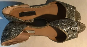 INC International Concepts Women's Elsah2 Fabric Open Toe, Champagne, Size 6.5 - Picture 1 of 5