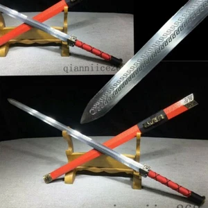 1060 carbon steel sharp blade has pattern sharp chinese han sword red saya - Picture 1 of 7