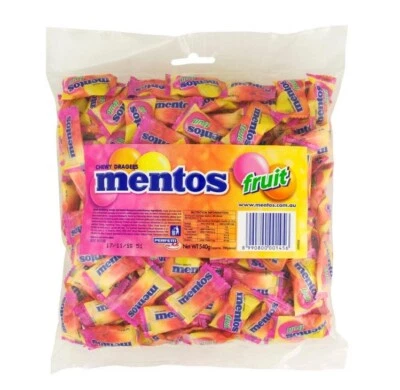200 x MENTOS FRUIT CHEWY DRAGEES WRAPPED CANDY BULK LOLLIES KIDS FAVOURS OFFICE - image 1 of 3