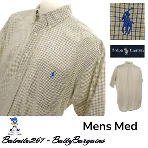 Polo Ralph Lauren Uomo Med Blake Camicia Tasca S/S Logo PONY Giallo Chiaro Blu - Foto 1 di 6
