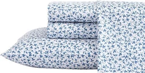 Laura Ashley Soft Sateen Queen Sheets Set Smooth Breathable Lavange Indigo - Picture 1 of 7