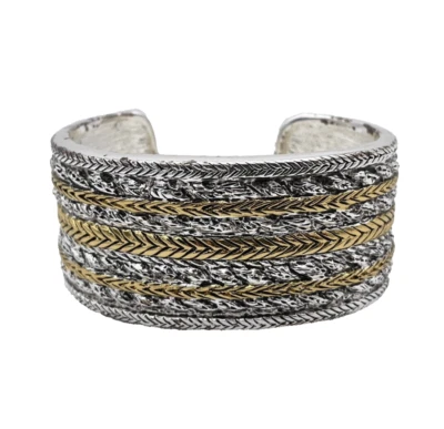 Pulsera NAPIER Vintage Grande Puño Ancho Tonificado Plata y Oro Foto 1 de 4