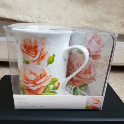 Белый фарфоровый набор чашек и подставок для чая кофе с дизайном в виде цветка розы - Изображение 1 из 2