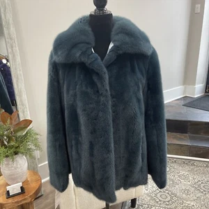 Chaqueta de piel de visón natural verde jade L - Imagen 1 de 11