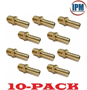 10-PACK! 1/4" Hose Barb x 1/8" NPT Male  Brass Hose Fitting HB04-MNPT02 (IPM) - Picture 1 of 5