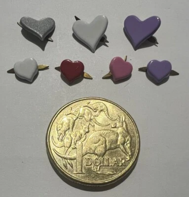 7 x HEART BRADS FOR SCRAPBOOKING/EMBLESHMENTS - BRAND NEW - image 1 of 3
