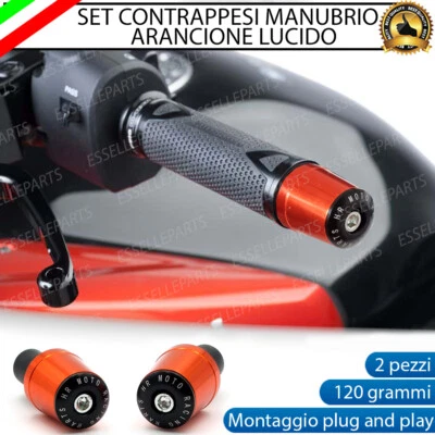 CONTRAPPESI MANUBRIO BILANCIERI STABILIZZATORI MOTO SCOOTER ALLUMINIO ARANCIONE - Immagine 1 di 4