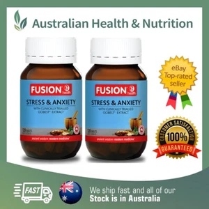 2 x FUSION HEALTH STRESS & ANXIETY 120T // CLINICALLY PROVEN + FREE SAMPLE - Picture 1 of 2