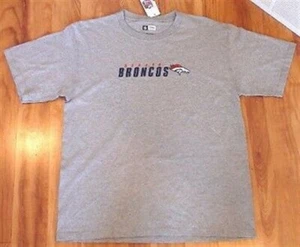 NEW DENVER BRONCOS NFL T SHIRT L SEWN STITCHED NWT GREY NFL GRAY FREE SHIPPING - Picture 1 of 1
