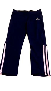 ADIDAS GIRL'S NAVY & PURPLE POLYESTER SPANDEX CAPRIS ATHLETIC PANTS SIZE S - Picture 1 of 4