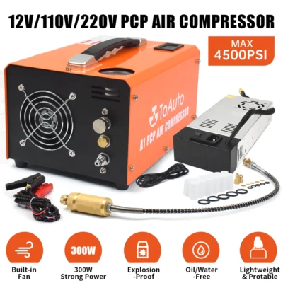 TOAUTO PCP Pump High Pressure Air Compressors 30MPA 4500psi 12V/110V for Rifle - Image 1 of 4