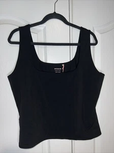 Boden Tank Crop Top Womens Plus Size 20 / 22 Black Sleeveless Scoop Neck Y2K - Picture 1 of 12