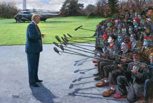 Jon McNaughton YOU ARE FAKE NEWS 10x15 Donald Trump Talking Clown Circus Media - Picture 1 of 1