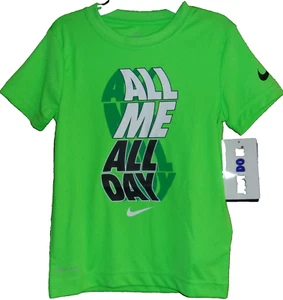 Nike "ALL ME ALL DAY" Boy's T-Shirt VOLT Green Size: 4 Style #86J370 NWT - Picture 1 of 3