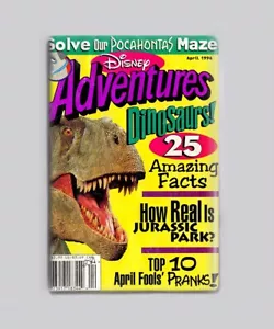 JURASSIC PARK / DISNEY ADVENTURES 2"x3" FRIDGE MAGNET (magazine retro - Picture 1 of 3