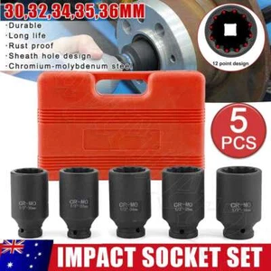 1/2" Drive Deep Impact Axle Hub Nut Socket Set 12 Point 30mm 32mm 34mm 35mm 36mm - Picture 1 of 12