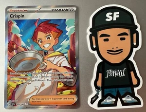 POKEMON TCG STELLAR CROWN CRISPIN TRAINER CARD ULTRA RARE FULL ART HOLO 164/142 - Picture 1 of 2