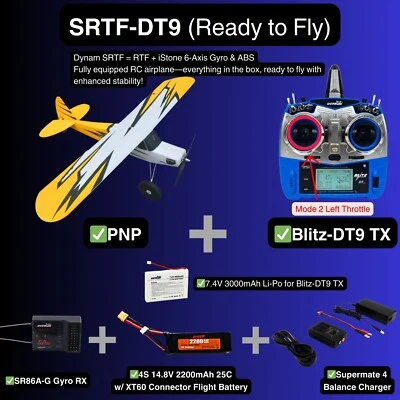 Dynam Primo RC Beginner Trainer Yellow STOL Bigfoot 4S 1450mm w/ Flaps - Image 1 of 4