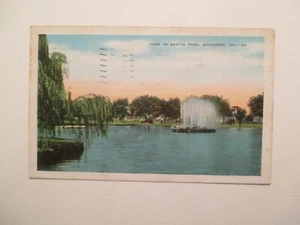 Savannah Georgia Postcard Lake in Daffin Park 1934 GA - Picture 1 of 2