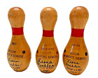 Bowling Pins 3 Miniatur Trophy Awards 1960er Jahre Holz High Game 4 Zoll groß Vintage