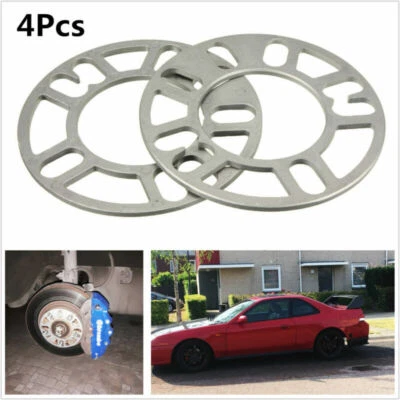 4X Silver Alloy Aluminum Car Auto Wheel Spacers Adaptor Shims Plate 4/5 Stud 5MM - Image 1 of 4
