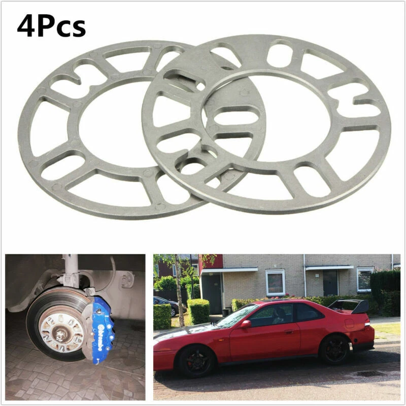 4X Silver Alloy Aluminum Car Auto Wheel Spacers Adaptor Shims Plate 4/5 Stud 5MM - Image 1 of 4