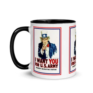 1917 Tío Sam Ejército de los Estados Unidos Primera Guerra Mundial Póster Reclutamiento Taza de Bebidas Calientes o Frías (4 Colores) - Imagen 1 de 13