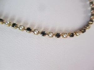 VINTAGE PARK LANE 14" CHOKER 3" EXTENDER BLACK CRYSTAL FAUX PEARL - Picture 1 of 4
