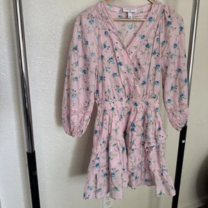 LoveShackFancy x Target Dress Women Esme Mini Wrap Pink Floral Cottagecore - Picture 1 of 9
