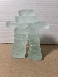 Statua in vetro Inukshuk indigeno canadese arte inuit statuina decorazione scultura - Foto 1 di 9